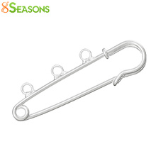 8SEASONS Safety Pins Brooch Connectors Findings silver-color 3 Loops 5cm x 1.6cm(2" x 5/8"),20PCs 2024 - buy cheap