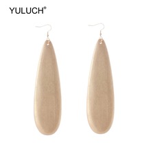 YULUCH 2019 Long Fashion Water Drop Pendant Earrings Trendy Wooden Gold Vintage Dangle Earings For Lady girl Jewelry Accessories 2024 - buy cheap