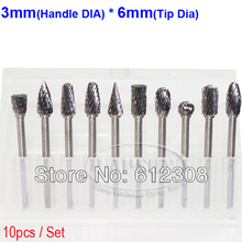 10pcs 1/8" 3mm Tungsten Carbide Burr Rotary Cutter files Points Drill Bit Set CNC Engraving CED 3mm*4mm(G4)/3mm*5mm(A5)/3mm*6mm 2024 - buy cheap