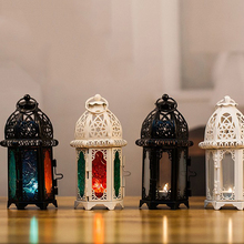 Luminária de vela em vidro transparente estilo marrocos, suporte de velas para decoração de festa de casamento 2024 - compre barato