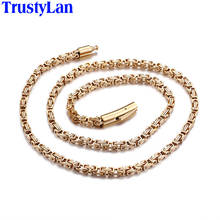 TrustyLan Never Fade Gold Color Mens Necklace 316L Chain Link Stainless Steel Jewellery 4MM Wide 24 Inch Necklaces For Women 2024 - buy cheap