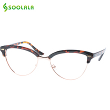 SOOLALA Semi-rimless Cat Eye Glasses Frame Women Men Optical Myopia Eyeglasses Eyewear Anti Blue Ray Glasses Computer Glasses 2024 - buy cheap