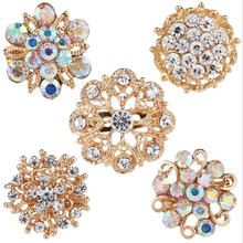 DIEZI Fashion Women Luxury Korean Wedding Bouquet Brooch Crystal Flower Rhinestone Women Brooches Pins 2018 New Luxury Broooch 2024 - buy cheap