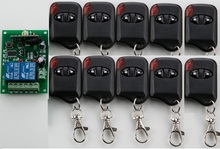 Sistema de controle remoto sem fio dc12v 2ch, receptor telescópico 1 + 10 transmissores olho de gato para eletrodomésticos porta de garagem