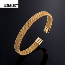 USENSET Stainless Steel Open Bangle  Wheat Weave Cross Bracelets for Women  High Quality Gold Bangle Jewelry Gifts 2024 - buy cheap