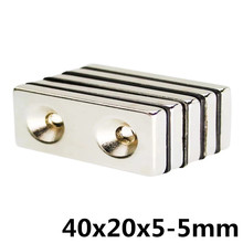 1PCS  40x20x5mm hole 5mm N35 Strong Square NdFeB Rare Earth Magnet 40*20*5 mm 2hole 5mm 2024 - buy cheap