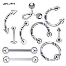 JUNLOPWY Stainless Steel Hoop Nose Rings Screw Ear Stud Tongue Barbell Lip Bar Labret Eyebrow Ring Body Piercing Kit Sets 200pcs 2024 - buy cheap