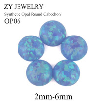 Wholesale 1.5mm~10mm Round Cabochon Flat Bottom Light Blue OP06 Loose Synthetic Cabochon Opal 2024 - buy cheap