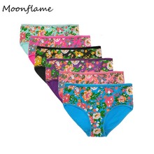 Moonflame 5 unidades/lotes senhoras floral impressão algodão cuecas para mulher xxl 3xl 4xl 89245 2024 - compre barato
