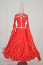 Женское бальное платье для соревнований, танцевальные платья высокого качества с длинным рукавом, красное платье для танцев, Женская Стандартная юбка для бальных танцев 2024 - купить недорого