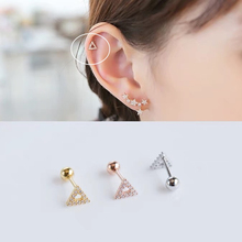 Pendientes de plata de ley 925 para niña, aretes de tuerca de tornillo triangular de circonita, calabaza linda, joyería de oreja de chica con personalidad de moda 2024 - compra barato