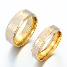 1 peça de aço inoxidável anel gravar carta para sempre amor promessa anéis de noivado para os amantes presente casamento 2024 - compre barato