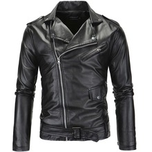 Men's Locomotive Leather Jackets New Fashion Male Oblique zipper Slim PU Leather & Suede Coats Outwear Leather Jackets Size 4XL 2024 - buy cheap