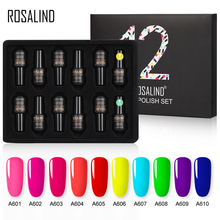 ROSALIND  Manicure Set Neon Nail Gel Polish Hybrid Varnishes 12pcs/lot UV LED Semi Permanent Gel Lacquer Top Base For Nail Kit 2024 - buy cheap