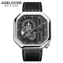 AGELOCER, большие спортивные часы для мужчин, швейцарские светящиеся аналоговые самокручивающиеся механические часы, Топ бренд, черные часы, relogio masculino 2024 - купить недорого