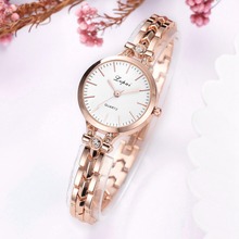 Lvpai-Reloj de cuarzo blanco y oro rosa para Mujer, pulsera de lujo, de cristal 2024 - compra barato
