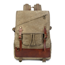 M190 Novas Mochilas De Couro Da Lona Do Vintage Para Homens 14 "Laptop Daypacks Mochilas de Lona À Prova D' Água Grande Encerado Viajar de Volta Embalagens