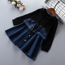 Girl Sweatshirt patchwork denim dress children clothing Spring Autumn kids Clothes girls long sleeves casual dress for 2-7 years 2024 - buy cheap