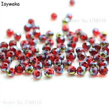 Isywaka rojo multicolor colores 4mm 145 Uds Rondelle Austria cuentas de vidrio de cristal facetado espaciador suelto cuentas redondas fabricación de joyería 2024 - compra barato