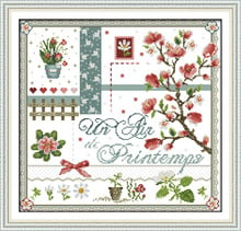 The peach blossomes cross stitch kits flowers Aida count 14ct 11ct printed embroidery DIY handmade needlework supply material 2024 - buy cheap