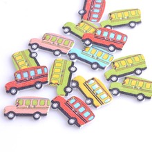 50pcs/lot Painted Car  Wooden Buttons Mixed Sewing  Decorative Scrapbooking 18x30mm MT0632 2024 - buy cheap