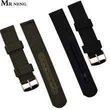 MR Black Green Waterproof Fabric Nylon strap 22mm With Steel Silver Buckle Sport Wrist Watch Band 18mm 20mm 22mm Watchband 24mm 2024 - buy cheap