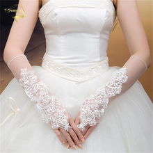 Free Shipping New Luxury Lvory Lace Princess Bridal Gloves Fashion Female Long Design Wedding Dresses Gloves Hot Selling G012 2024 - buy cheap