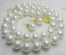 ¡Mujeres encantadoras! Fabricación de joyas de cuentas DIY de 10mm, collar de perlas de concha del sur del mar blanco de 18 "AAA +++, pendiente de 43 uds/hebras 2024 - compra barato