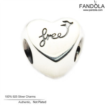 Heart of Freedom Beads Fits Pandora Bracelets 925 Sterling Silver Women Charms for Jewelry Making Wholesale 2024 - buy cheap