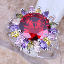 Noblest-anillo Multicolor de plata rojo granate plateado para mujer, talla 6 / 7 / 8 / 9 R0816 2024 - compra barato