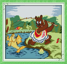 Kit de punto de cruz de dibujos animados de oso pequeño (1), 14ct, 11ct, lienzo de impresión, bordado artesanal, costura hecha a mano 2024 - compra barato