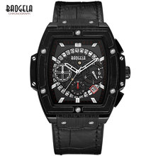 BAOGELA Men's Sports Chronograph Quartz Watches Fashion Leather Strap 24-hour Display Army Wristwatch for Man 1703Black 2024 - buy cheap