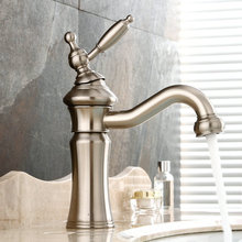 Free shipping  Brushed nickel clour single hole  brass Bathroom Sink Faucet mixer tap New 2024 - buy cheap