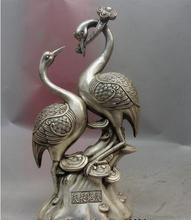 YM  307 China White Copper Silver Mascot Red-crowned Crane Ruyi Bird Statue Sculpture 2024 - buy cheap