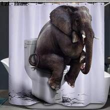 LzL Home Elephant 3D Shower Curtain Funny Animal Pattern Bathroom Curtain Waterproof Polyester Fabric Unique Design Home Decor 2024 - buy cheap