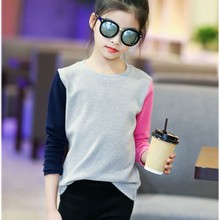 New 2020 Cotton Patchwork Autumn Girls T-shirt Long Sleeve Baby Big Girl Casual Fall Tops For Kids Tees T-shirt 6 8 10 12 Years 2024 - buy cheap