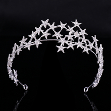 Tiaras y corona de diamantes de imitación de estrella para mujer, joyería para el cabello de cristal de Color plateado, accesorios para el cabello de princesa de boda 2024 - compra barato