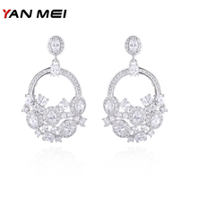 YANMEI Luxury Hollow Out Flower Basket Stud Earrings For Women Cubic Zirconia Party Boucle D'oreille Fashion Jewelry YME7739 2024 - buy cheap