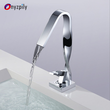 Bathroom Faucet Cock Chrome Waterfall Faucet Bathroom Tap Bathroom Basin Mixer Tap with Hot and Cold Water 2024 - buy cheap