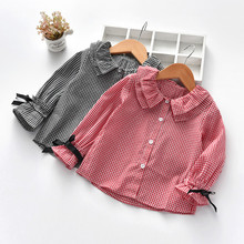 Fashion Baby Girls Blouses For Spring Fall Children Clothing Cute Girl Wild Small Plaid Shirt Tops Child Blusas Kids Clothes 2024 - buy cheap