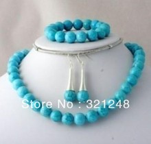 Free shopping new DIY 8mm Blue calaite turquoises round Beads chain strand Necklace Bracelet Earring 1 Set 18inch/7.5inch MY1406 2024 - buy cheap