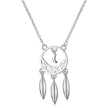 Silver Plated Jewelry Simple Moon Retro Hollow Pattern Flower Feather Dream Catcher Leaves Pendant Necklaces XZN034 2024 - buy cheap