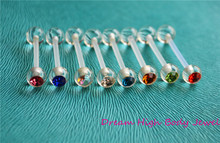 HENGKE Gem Body Jewellery ACRYLIC Piercing Ring Tongue Bar Bioflex 14G 16mm Mixed Colors Transparent  Popular Piercing Flexible 2024 - buy cheap