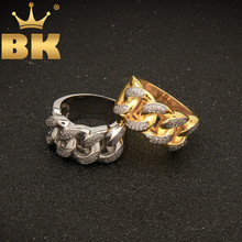 Anillo de circonia cúbica para hombre, sortija gruesa, Zirconia, circonita, zirconita, circón, Color dorado y plateado, estilo hip hop, talla 8-11 2024 - compra barato