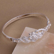 AB001 Lucky Silver Color Charm Bangle Bracelets For Women Fashion Jewelry Gorgeous Flower Buckle Bracelet /aaqairxa Ahcaiyja 2024 - buy cheap