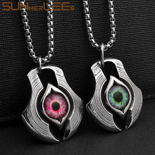 Sunnerleas-collar con colgante de ojos Punk para hombre y mujer, joyería de moda, cadena de eslabones opcional, acero inoxidable, SP64 2024 - compra barato