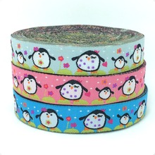 NEW wholesale 5/8 '(16 mmx10yards) 100% Polyester Woven Jacquard Ribbon with The  penguin happiness  family  for Dog collar 2024 - buy cheap