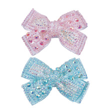 2Pcs/lot 4" Boutique Ribbon Hair Bow For Girls Full Rhinestone Bling Hair Clips For Kids' Party Hair Accessories 2024 - buy cheap