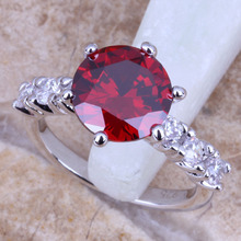 Heavenly Red Garnet White CZ Silver Plated  Women's Jewelry Ring Size 6 / 7 / 8 / 9 R0704 2024 - buy cheap
