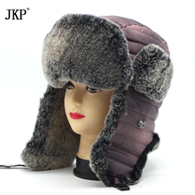 High Quality 100% Genuine Rabbit Fur Winter Hats With Ears Flaps Snow Hot Outdoor Russian Caps Cap Bomber Hat For Women 2024 - buy cheap